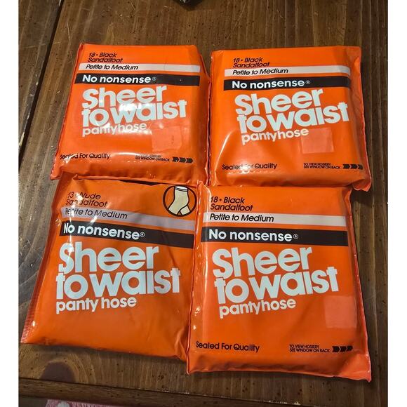 4 NOS No‎ Nonsense Sheer to Waist Sz Petite/Medium 3Nude 1Black Sandlefoot - Picture 1 of 6